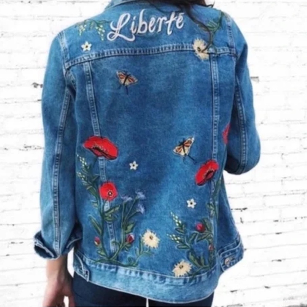 Floral Embroidered Denim Jacket